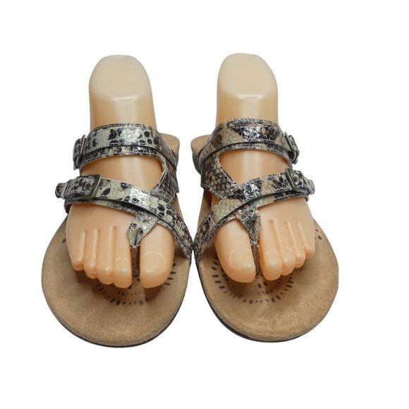 Dr. Andrew Weil Spirit Leather Snakeskin Sandals Orthotic Flip Flops Womens 8 - Picture 7 of 12